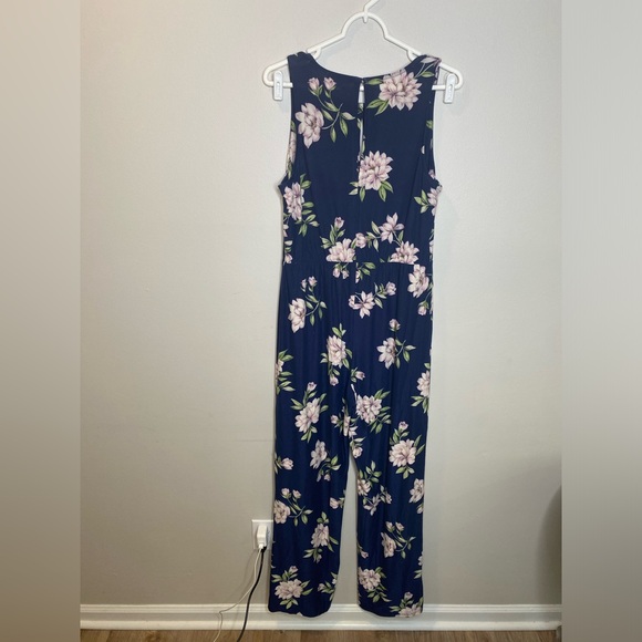 Nine Britton stitch fix Mona knit wide legs women’s navy floral size L jumpsuit - Picture 2 of 5